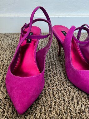 Nine West Fuchsia Pink Suede Slingback Heels 12M